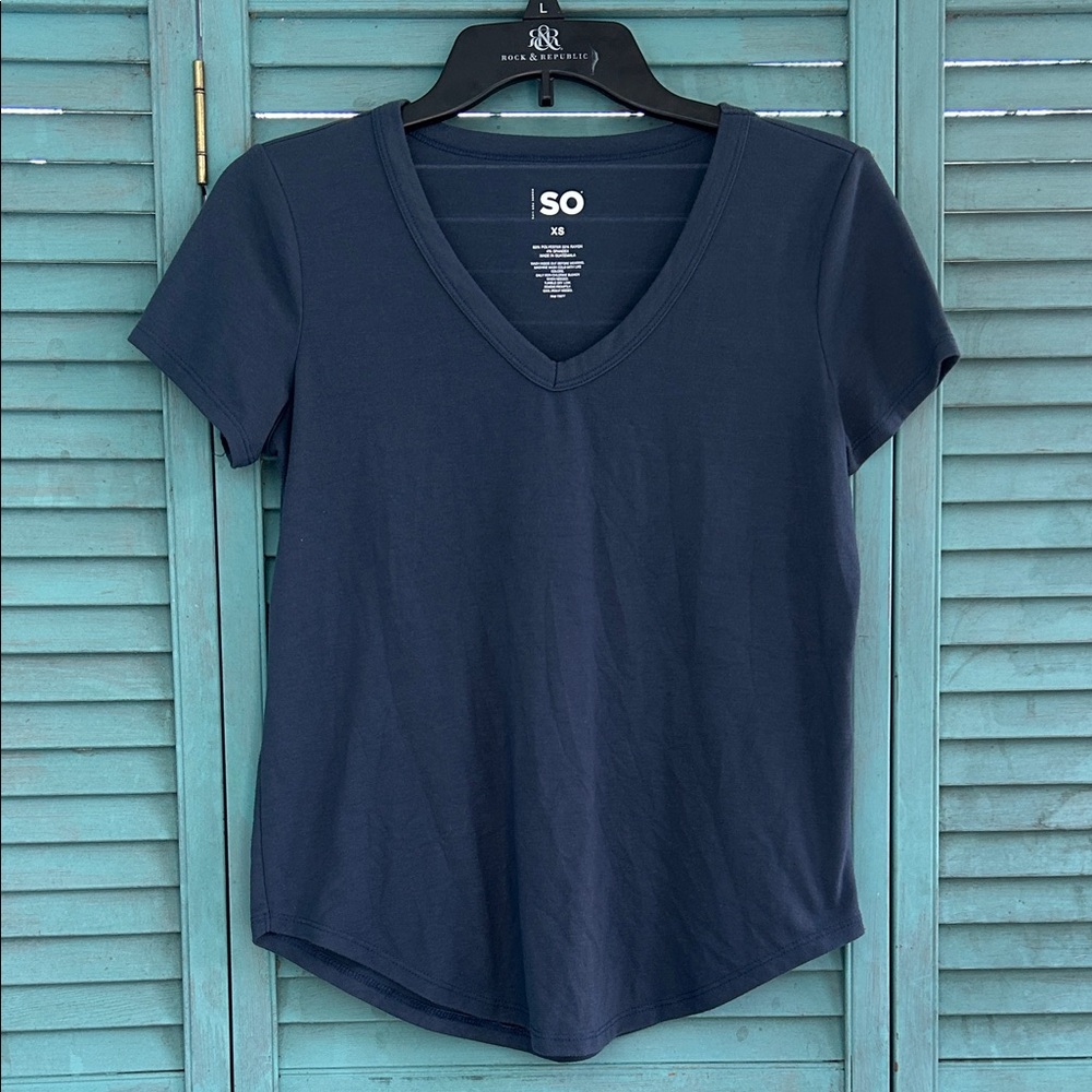 SO Women's Dark Blue V-Neck Tee